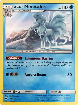 Alolan Ninetales (Water Web Holo) 028/147 - Holofoil - Holo Rare