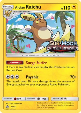 Alolan Raichu - SM72 (Prerelease) - Holofoil - Promo