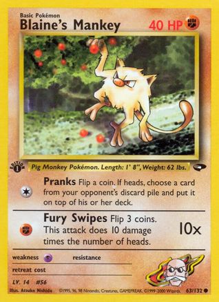Blaine's Mankey 063 - 1st Edition - Common