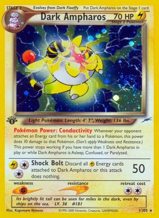 Dark Ampharos - 1st Edition Holofoil - Holo Rare