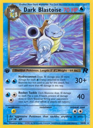 Dark Blastoise (20) (20) 020 - 1st Edition - Rare