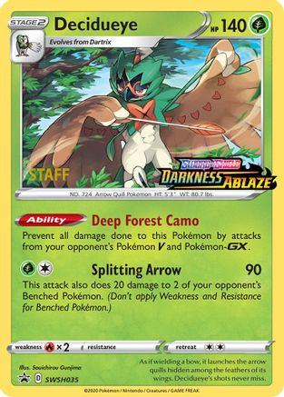 Decidueye - SWSH035 (Prerelease) [Staff]  - Holofoil - Promo