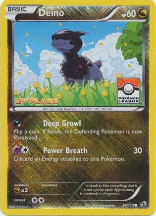 Deino - 97/113 (Pokemon League) [3rd Place]/113  - Reverse Holofoil - Promo
