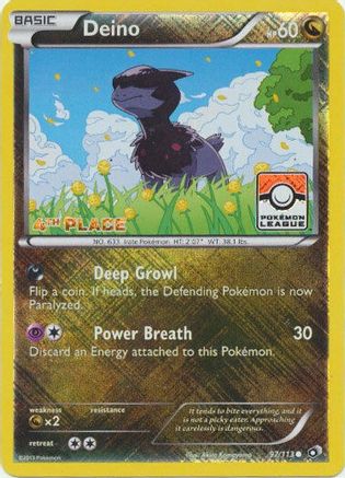 Deino - 97/113 (Pokemon League) [4th Place]/113  - Reverse Holofoil - Promo
