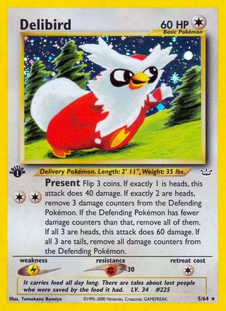 Delibird 005/64 - 1st Edition Holofoil - Holo Rare