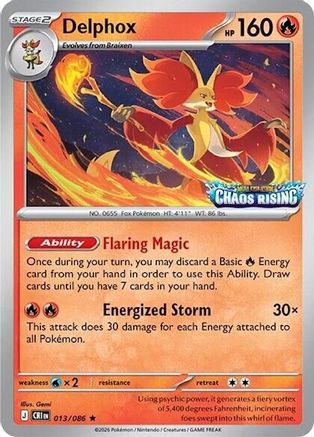 Delphox (Chaos Rising Stamped) 013/086 - Holofoil - Rare