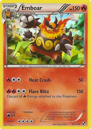 Emboar - 19/114 (Cracked Ice Holo)/114 - Holofoil - Holo Rare
