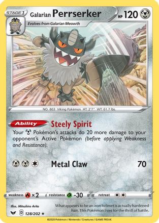 Galarian Perrserker 128 - Holofoil - Holo Rare