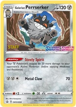 Galarian Perrserker - SWSH008 (Prerelease) [Staff]  - Holofoil - Promo