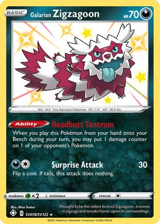 Galarian Zigzagoon SV078 - Holofoil - Shiny Holo Rare