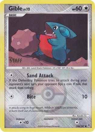 Gible - 106/147 (Championship Promo) [Staff]/147  - Reverse Holofoil - Promo