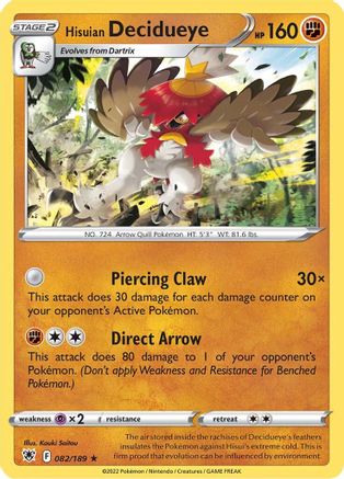 Hisuian Decidueye 082 - Holofoil - Holo Rare