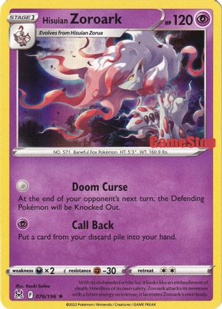 Hisuian Zoroark (Gamestop Exclusive) 076/196 - Holofoil - Promo