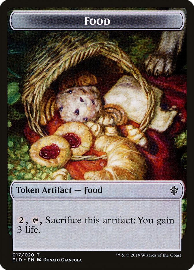 Human Warrior // Food (17) Double-Sided Token [Throne of Eldraine Tokens] - Image 2