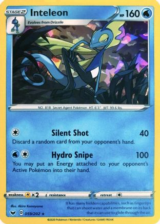 Inteleon - 059/202 (Cracked Ice Holo)/202 - Holofoil - Holo Rare