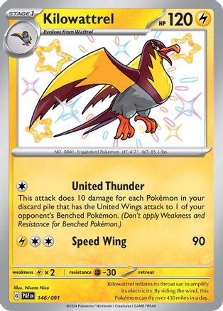 Kilowattrel 146/091 - Holofoil - Shiny Rare
