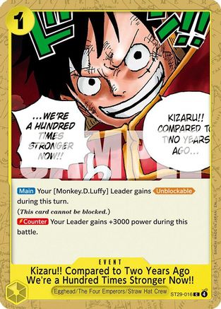 Kizaru!! Compared to Two Years Ago We're a Hundred Times Stronger Now!! (ST29-016) - Common