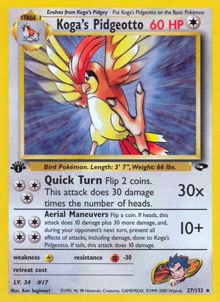 Koga's Pidgeotto 027 - 1st Edition - Rare