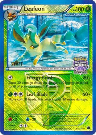 Leafeon - 11/116 (State Championships) [Staff]/116  - Reverse Holofoil - Promo