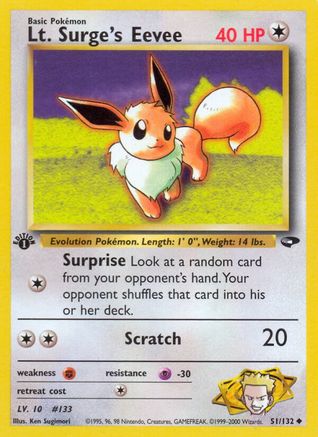 Lt. Surge's Eevee 051 - 1st Edition - Uncommon
