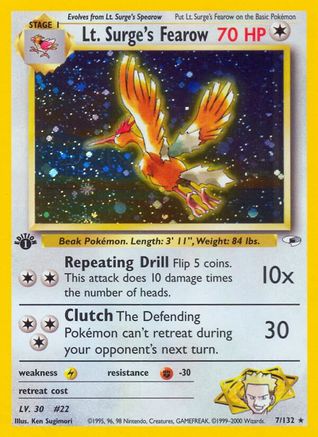Lt. Surge's Fearow 007 - 1st Edition Holofoil - Holo Rare