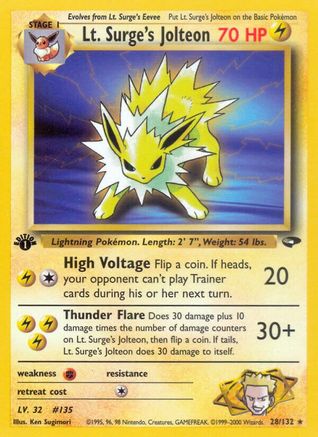 Lt. Surge's Jolteon 028 - 1st Edition - Rare