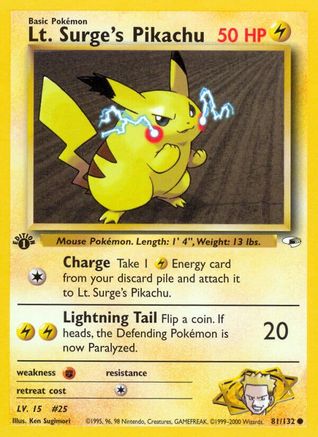 Lt. Surge's Pikachu 081 - 1st Edition - Common
