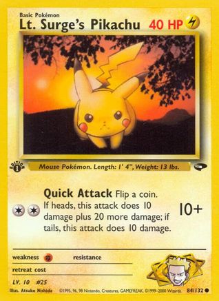 Lt. Surge's Pikachu 084 - 1st Edition - Common