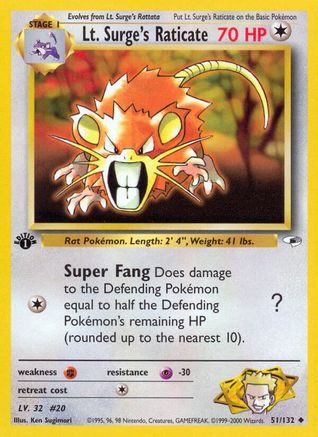 Lt. Surge's Raticate 051 - 1st Edition - Uncommon