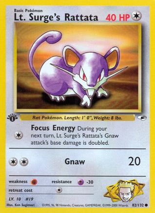 Lt. Surge's Rattata 082 - 1st Edition - Common