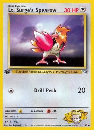 Lt. Surge's Spearow (52) (52) 052 - 1st Edition - Uncommon