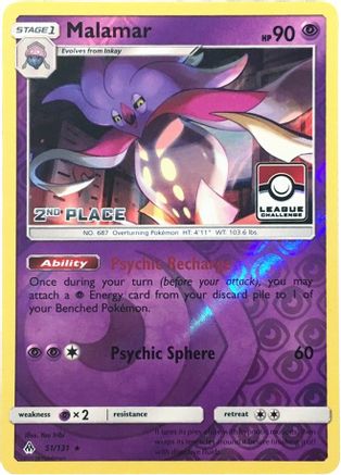 Malamar - 51/131 (League Challenge) [2nd Place]/131  - Reverse Holofoil - Promo
