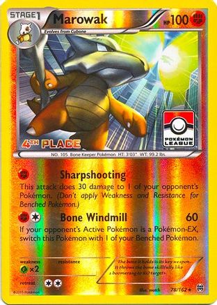 Marowak - 78/162 (Pokemon League) [4th Place]/162  - Reverse Holofoil - Promo