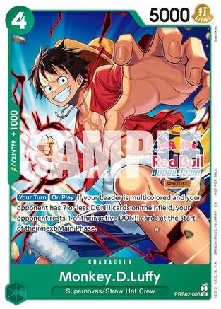 Monkey.D.Luffy (Red Bull Double Don!!) (PRB02-005) - Super Rare
