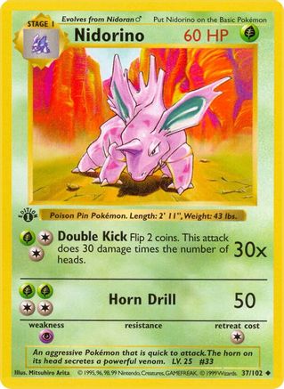 Nidorino 037 - 1st Edition - Uncommon