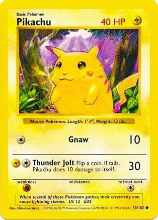Pikachu (Red Cheeks) 058 - 1st Edition - Common