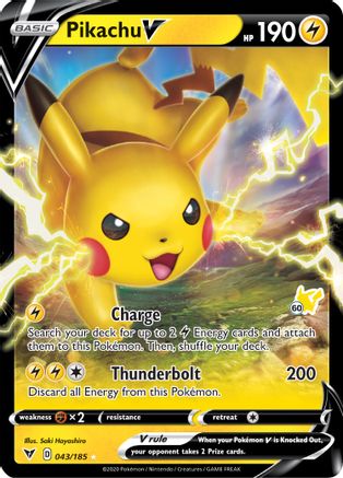 Pikachu V (#60 Pikachu Stamped) 043/185 - Holofoil - Holo Rare