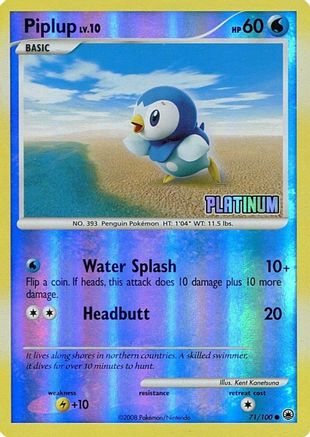 Piplup - 71/100 [Platinum]/100  - Reverse Holofoil - Promo