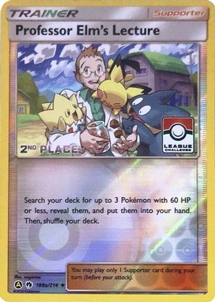 Professor Elm's Lecture - 188a/214 (League Challenge) [2nd Place]/214  - Reverse Holofoil - Promo
