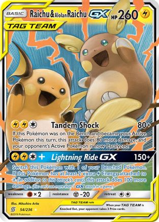 Raichu & Alolan Raichu GX 054 - Holofoil - Ultra Rare