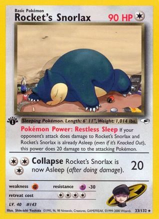 Rocket's Snorlax 033 - 1st Edition - Rare