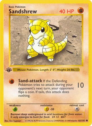 Sandshrew 062 - 1st Edition - Common