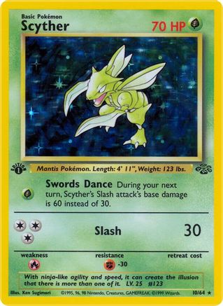 Scyther (10) (10) 010 - 1st Edition Holofoil - Holo Rare
