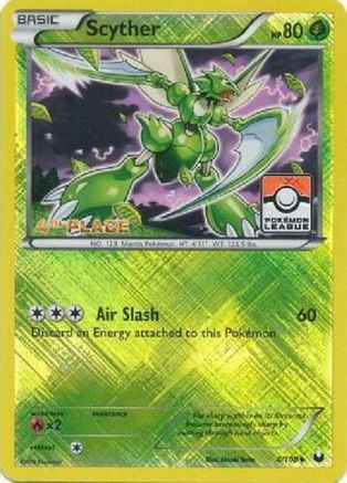 Scyther - 4/108 (Pokemon League) [4th Place]/108  - Reverse Holofoil - Promo