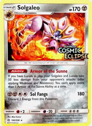 Solgaleo (Cosmic Eclipse Stamped) 142/236 - Holofoil - Promo