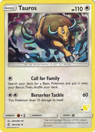 Tauros - 164/236 (#14 Pikachu Stamped)/236 - Promo