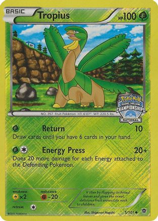 Tropius - 5/101 (National Championships)/101 - Reverse Holofoil - Promo