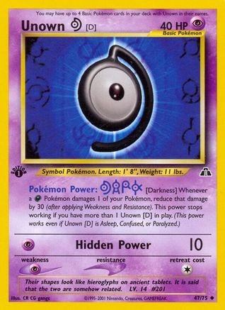 Unown [D] 047  - 1st Edition - Uncommon