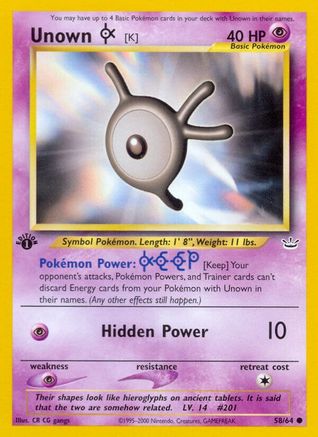 Unown [K] 058  - 1st Edition - Common