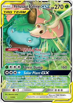 Venusaur & Snivy GX 001 - Holofoil - Ultra Rare